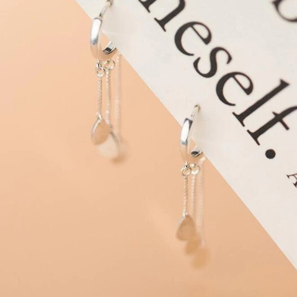 *NEW 925 Sterling Silver Chain Drop Hoop Earrings - Picture 4 of 8